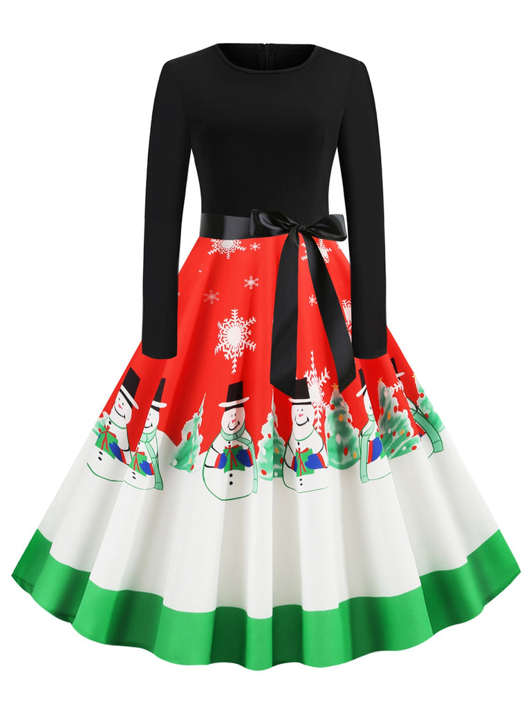 1950s Christmas Patchwork Swing Dress