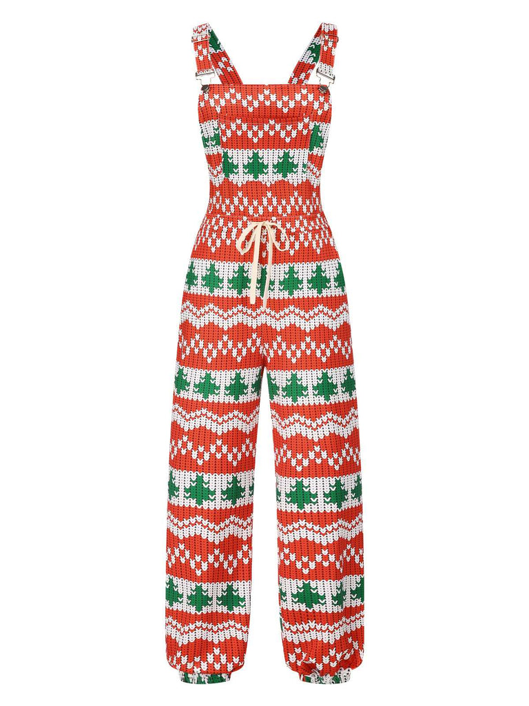 Red & Green 1930s Christmas Overalls Jumpsuit