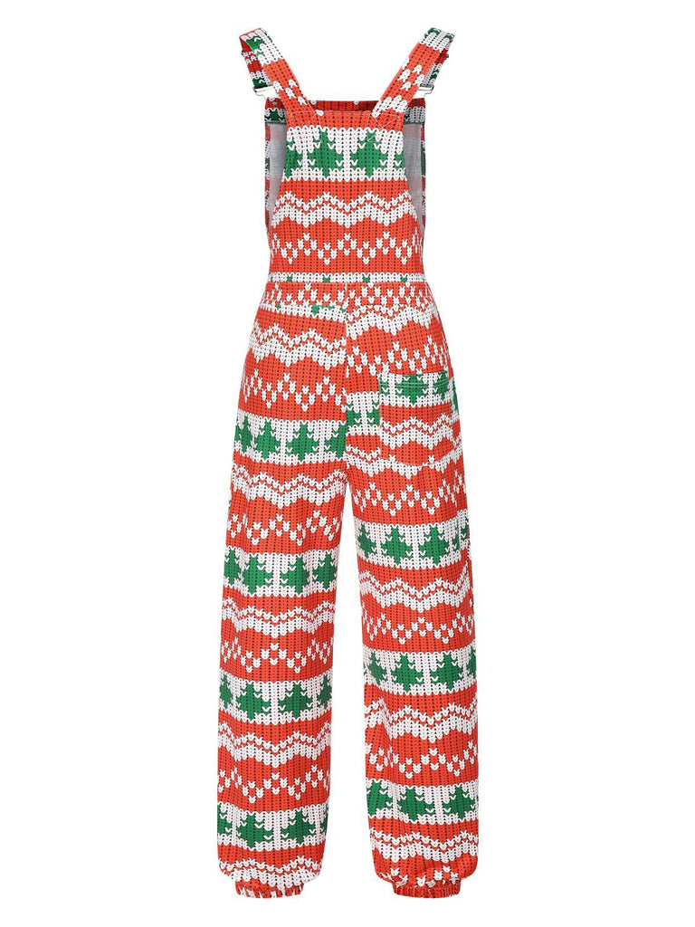 Red & Green 1930s Christmas Overalls Jumpsuit