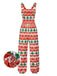 Red & Green 1930s Christmas Overalls Jumpsuit