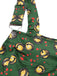 Dark Green 1930s Christmas Bells Multi-Pocket Jumpsuit