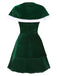 Green 1940s Christmas Velvet Dress With Cape