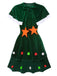 Green 1940s Christmas Velvet Dress With Cape