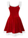 1940s Christmas Faux Fur Velvet Swing Dress