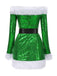 Green 1960s Christmas Plush Sequined Patchwork Dress