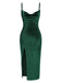 Green 1960s Slit Suspender Velvet Dress