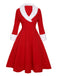 [Pre-Sale] [Plus Size] Red & White 1950s Christmas Lapel Dress