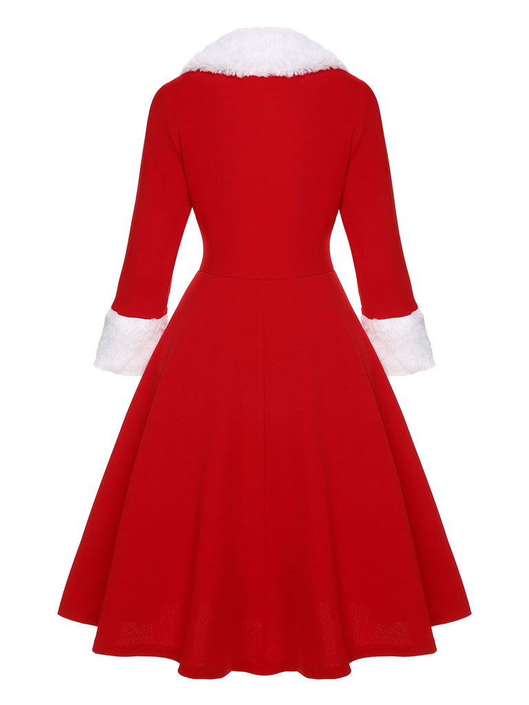 [Pre-Sale] [Plus Size] Red & White 1950s Christmas Lapel Dress