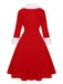 [Pre-Sale] [Plus Size] Red & White 1950s Christmas Lapel Dress