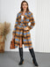 1950s Lapel Contrast Plaids Belted Coat