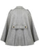 Gray 1950s Solid Notched Collar Belted Cloak Coat