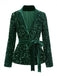 [Pre-Sale] Green 1950s Lapel Velvet Sequined Belted Coat