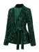 [Pre-Sale] Green 1950s Lapel Velvet Sequined Belted Coat