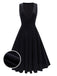 [Pre-Sale] Black 1950s Velvet Deep V-Neck Pleated Vest Dress