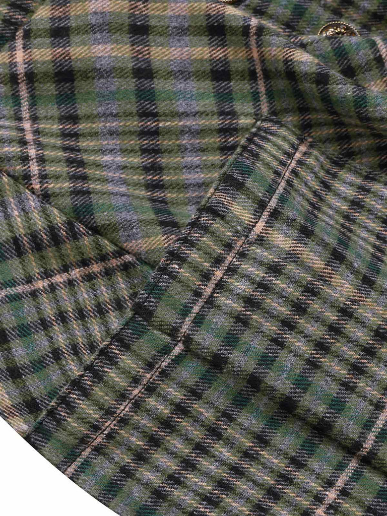 [Pre-Sale] Green 1950s Country Check Button Skirt