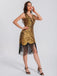 1920s V-Neck Symmetrical Pattern Tassel Sequined Dress