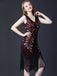 1920s Sequined Fringe Flapper Sleeveless Dress