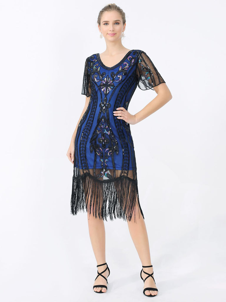 1920s Fringe Sequin Flapper Dress