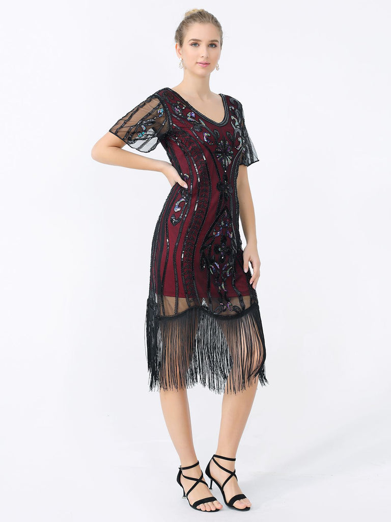 1920s Fringe Sequin Flapper Dress