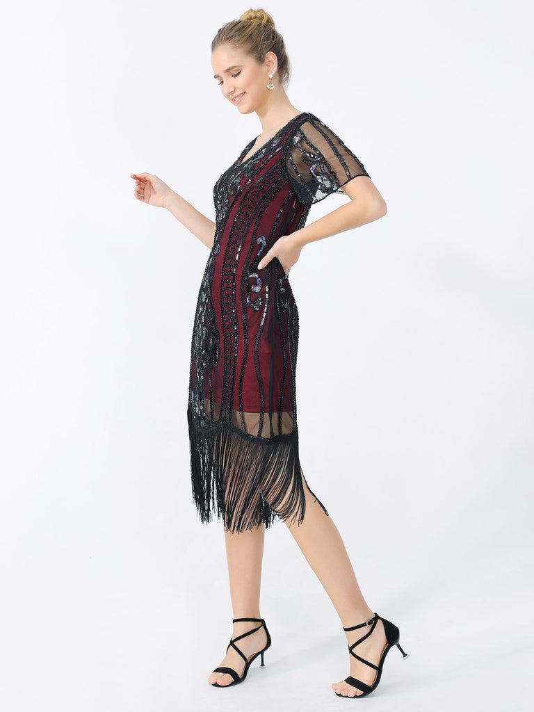 1920s Fringe Sequin Flapper Dress