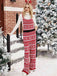 Red 1970s Christmas Straps Knitted Jumpsuit