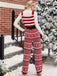 Red 1970s Christmas Straps Knitted Jumpsuit