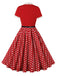 1950s Tie Neck Polka Dots Belted Dress