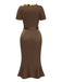 [Pre-Sale] Brown 1930s Contrast Ruffle Collar Mermaid Dress