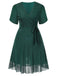 [Pre-Sale] [Plus Size] Dark Green 1970s V-Neck Tulip Sleeve Dress