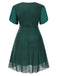 [Pre-Sale] [Plus Size] Dark Green 1970s V-Neck Tulip Sleeve Dress