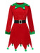 Red 1980s Christmas Elf Costume Dress Set