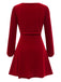 2PCS Red 1950s Velvet Straps Dress & Short Coat