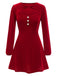 2PCS Red 1950s Velvet Straps Dress & Short Coat