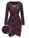 1960s V-Neck Tartan Plaids Wrap Dress