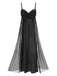 Black 1950s Spaghetti Strap Bow Lace Mesh Nightgown