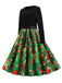 Green 1950s Christmas Bow Belted Swing Dress