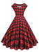 Red 1950s Buffalo Plaids Swing Dress