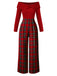 [Pre-Sale] Red 1950s Off Shoulder Plaids Jumpsuit