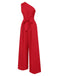 1930s One-Shoulder Solid Bind Jumpsuit