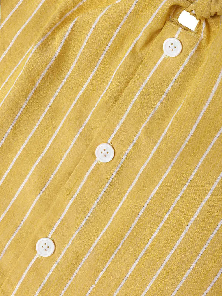 [Pre-Sale] Yellow 1950s Stripes Tie-Front Blouse