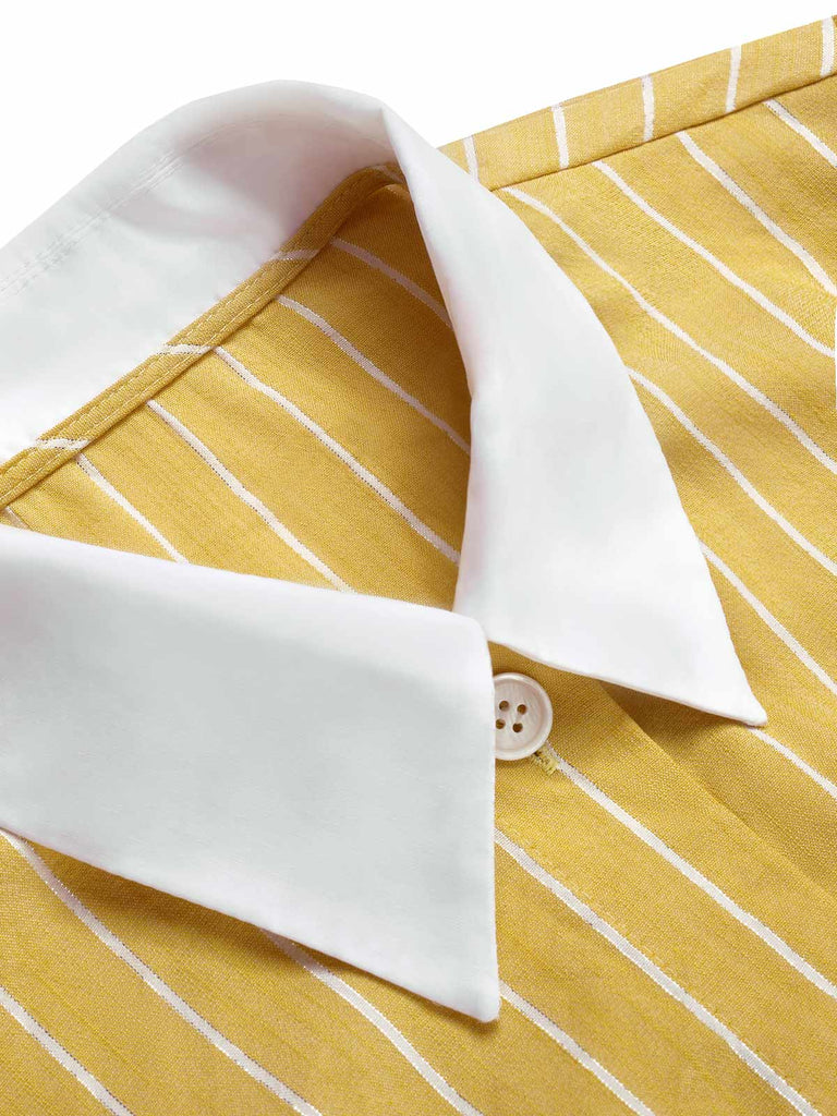 [Pre-Sale] Yellow 1950s Stripes Tie-Front Blouse