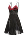 Black 1940s Embroidered Satin Lace Nightdress