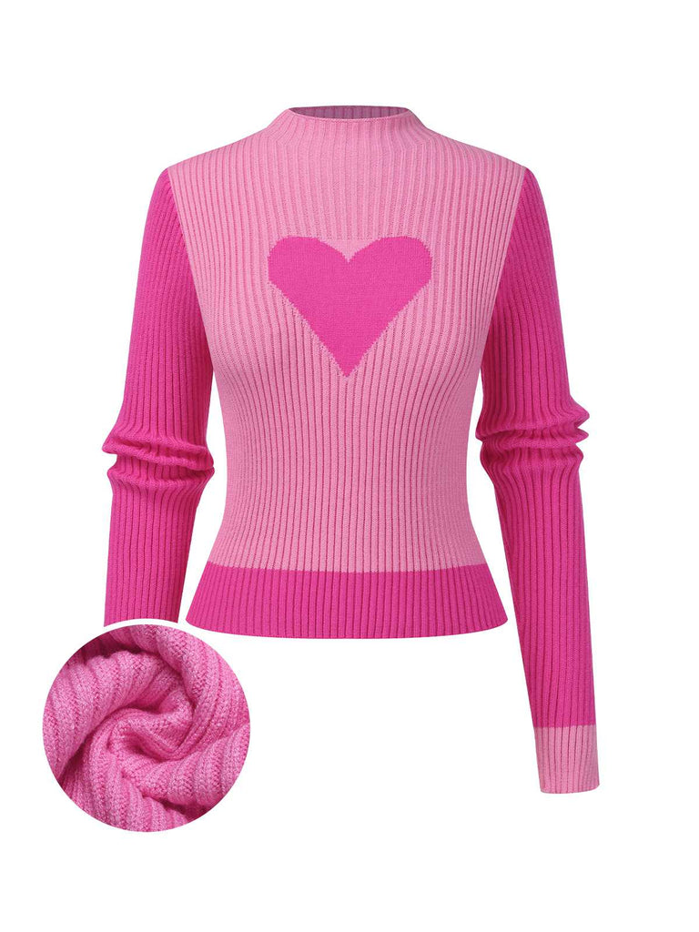 1950s Heart Knitted Patchwork Sweater