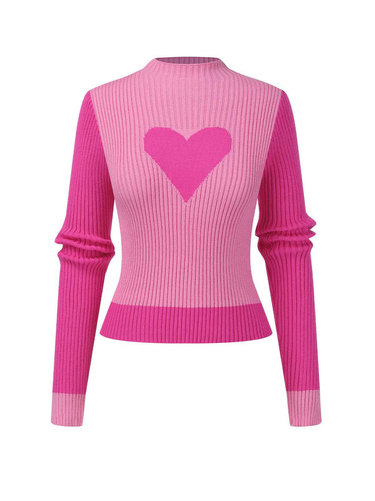 1950s Heart Knitted Patchwork Sweater