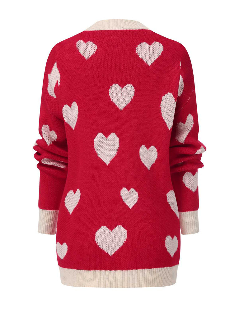 1950s Button Heart Dot Knitted Cardigan