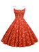 Red 1950s Musical Notes Swing Dress