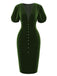 [Pre-Sale] Green 1960s Velvet V-Neck Pencil Dress