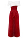 [Pre-Sale] Red 1960s Off-Shoulder Faux Fur Velvet Jumpsuit