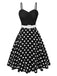 [Pre-Sale] Black 1950s Spaghetti Strap Polka Dots Belted Dress