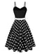 [Pre-Sale] Black 1950s Spaghetti Strap Polka Dots Belted Dress